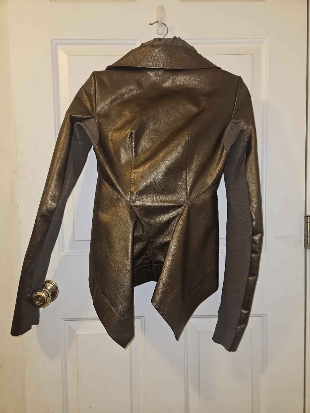 Rick Owens Bronze Metallic Leather Biker Jacket - S - Picture 5 of 6